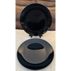 Royal Norfolk Solid Black Set of 2 Dinner Plates 10 5/8 inches Stoneware